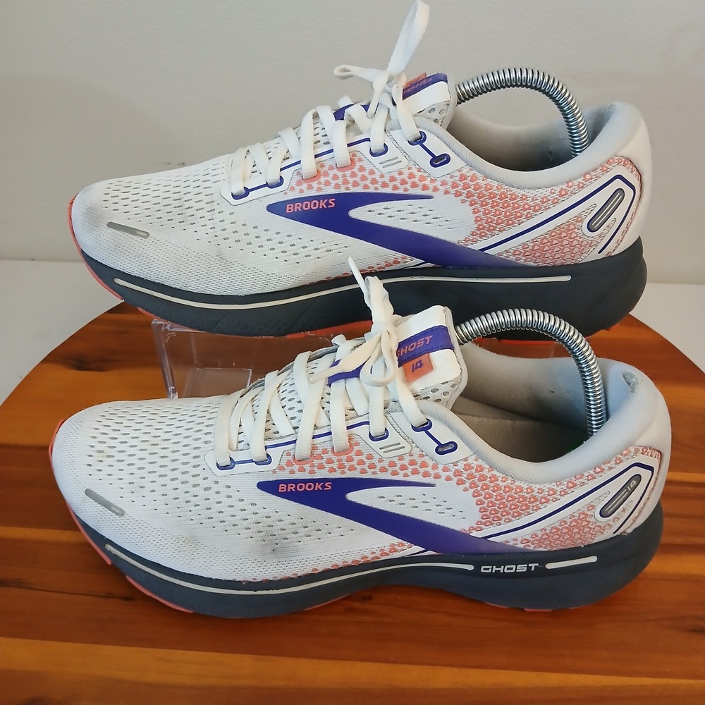 Brooks Ghost 14 Running Shoes Womens Size 11 Medium B White Sneakers 1203561B192